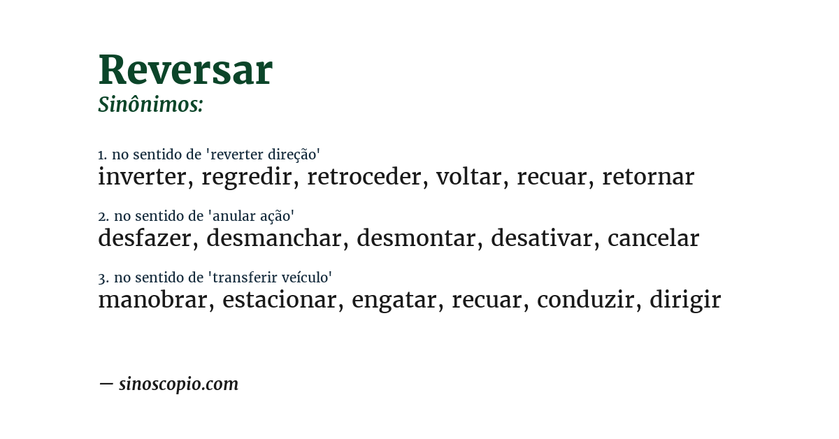 Sinônimo de reversar