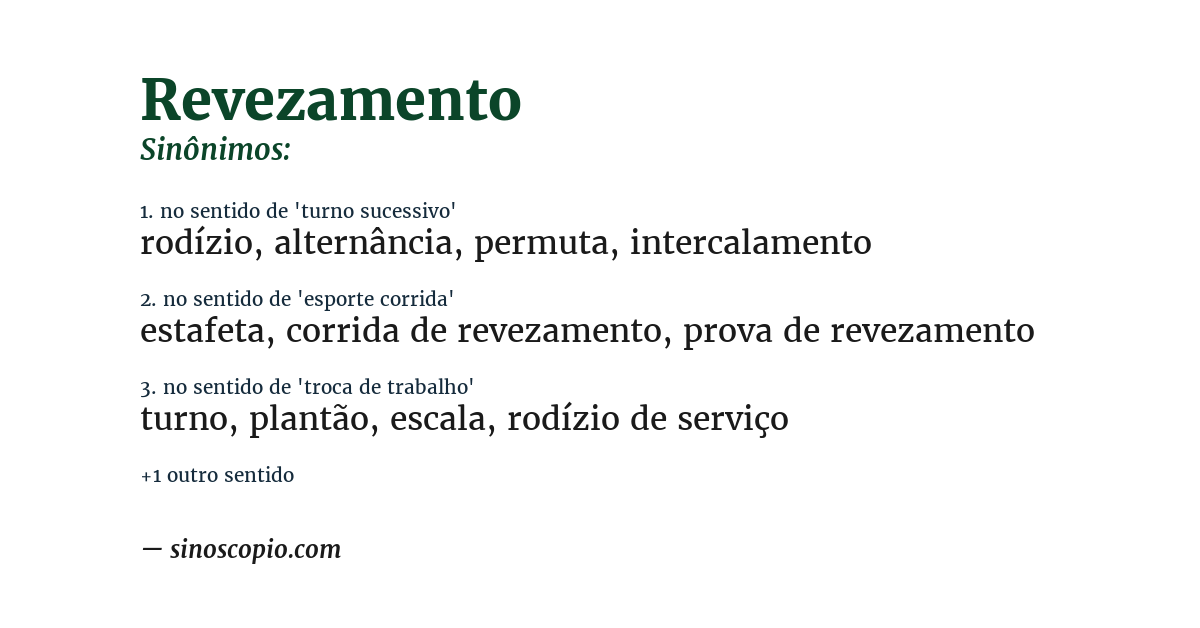 Sinônimo de revezamento