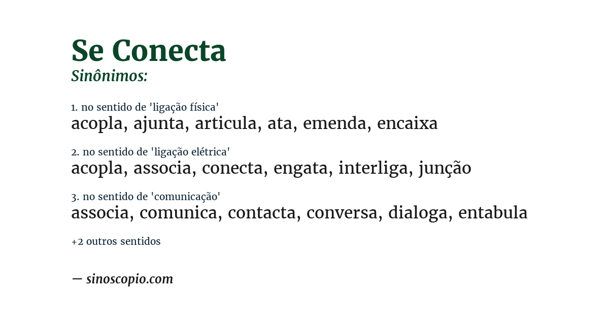 Sinônimo de se conecta