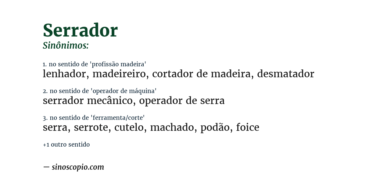 Sinônimo de serrador
