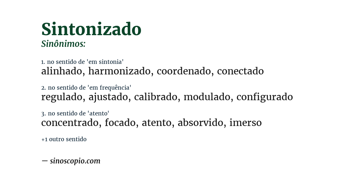 Sinônimo de sintonizado