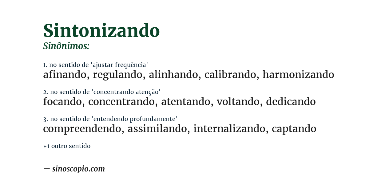 Sinônimo de sintonizando