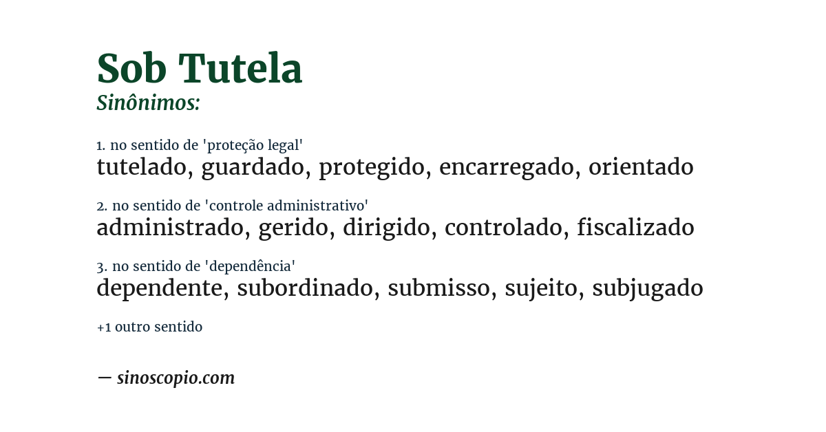 Sinônimo de sob tutela