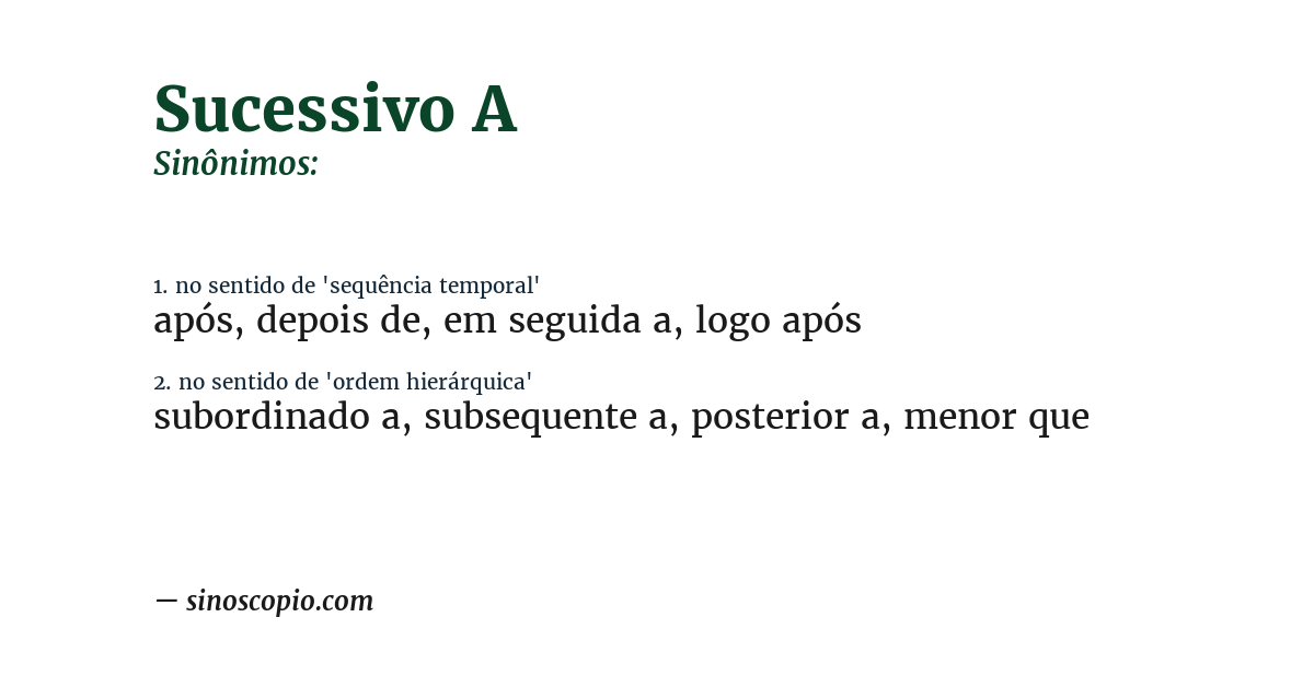 Sinônimo de sucessivo a