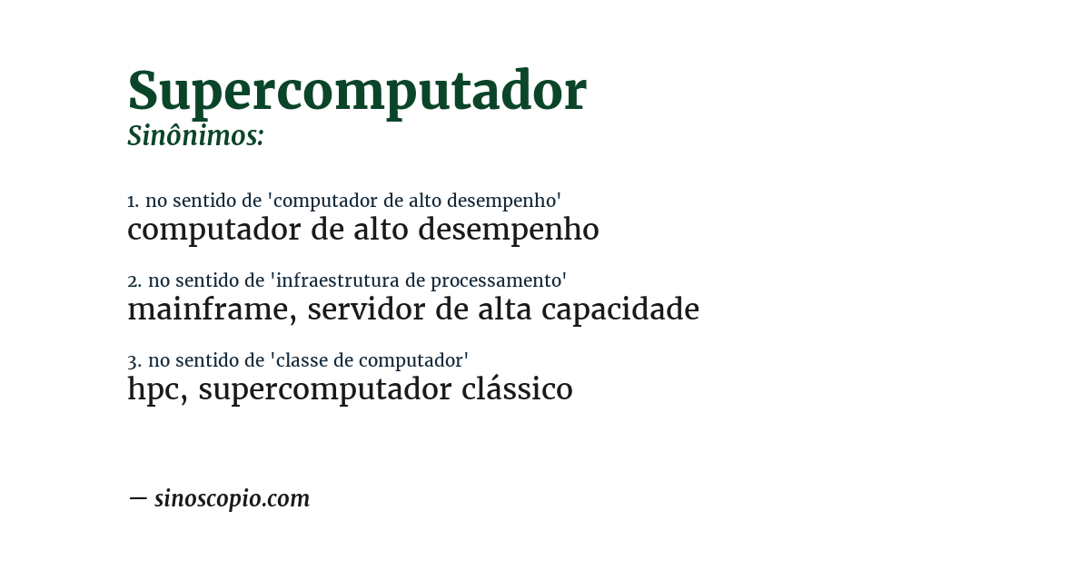 Sinônimo de supercomputador