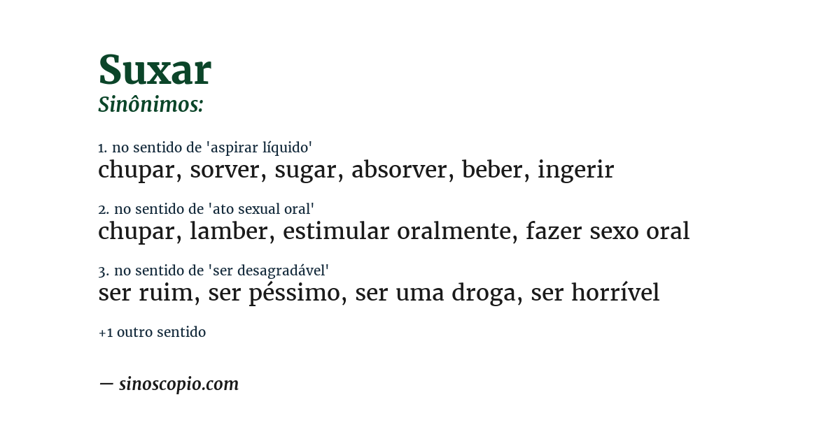 Sinônimo de suxar