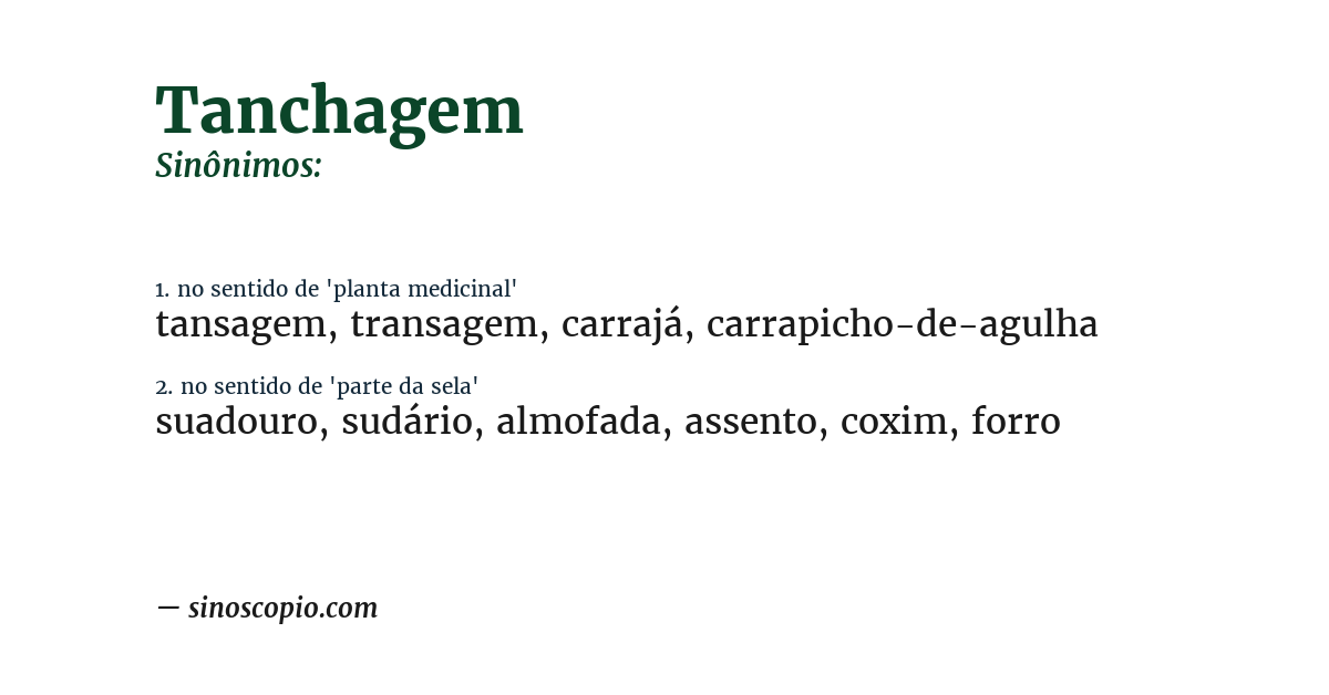 Sinônimo de tanchagem