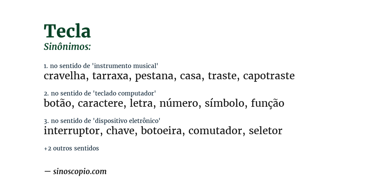 Sinônimo de tecla