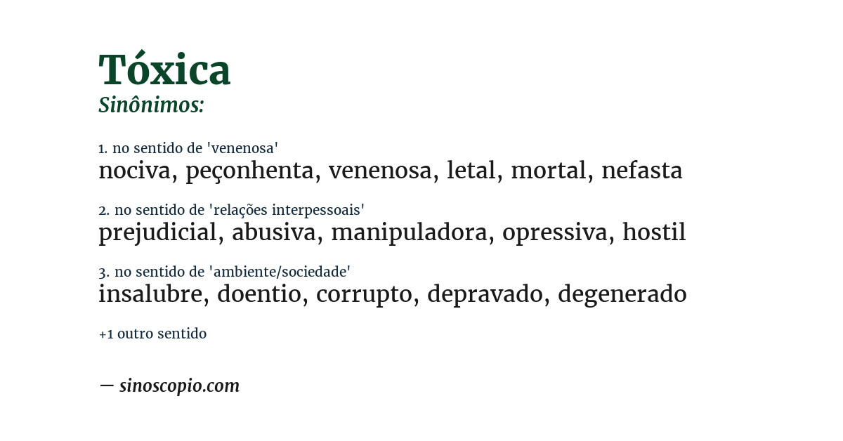 Sinônimo de tóxica