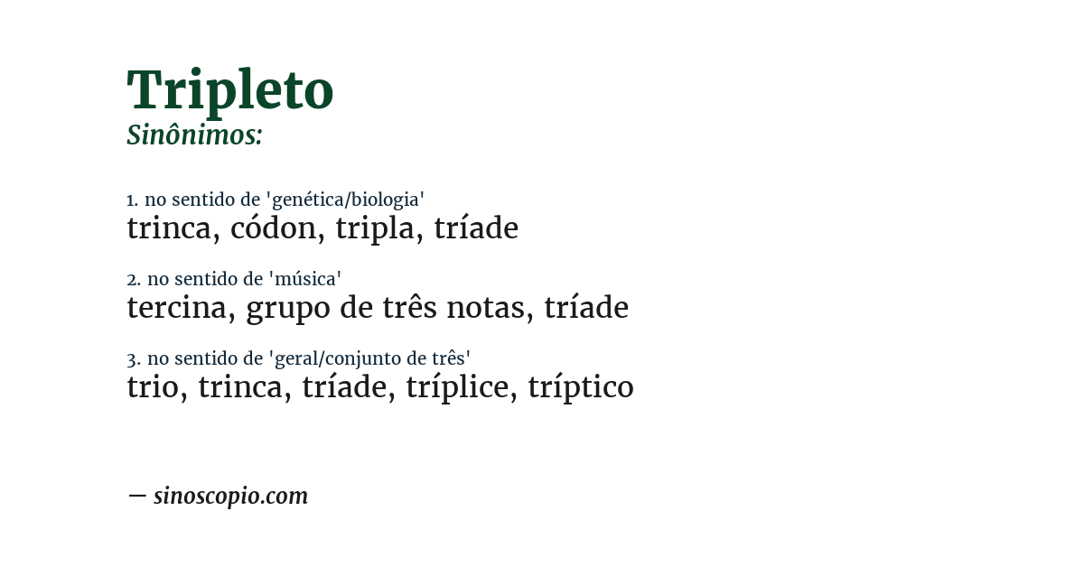 Sinônimo de tripleto