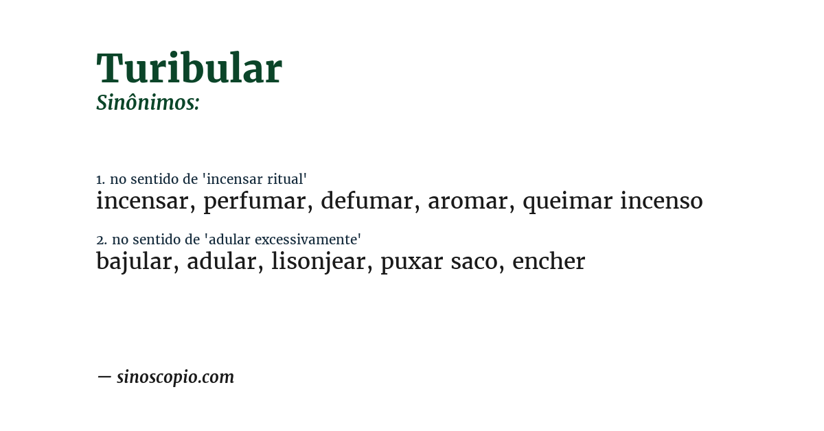 Sinônimo de turibular