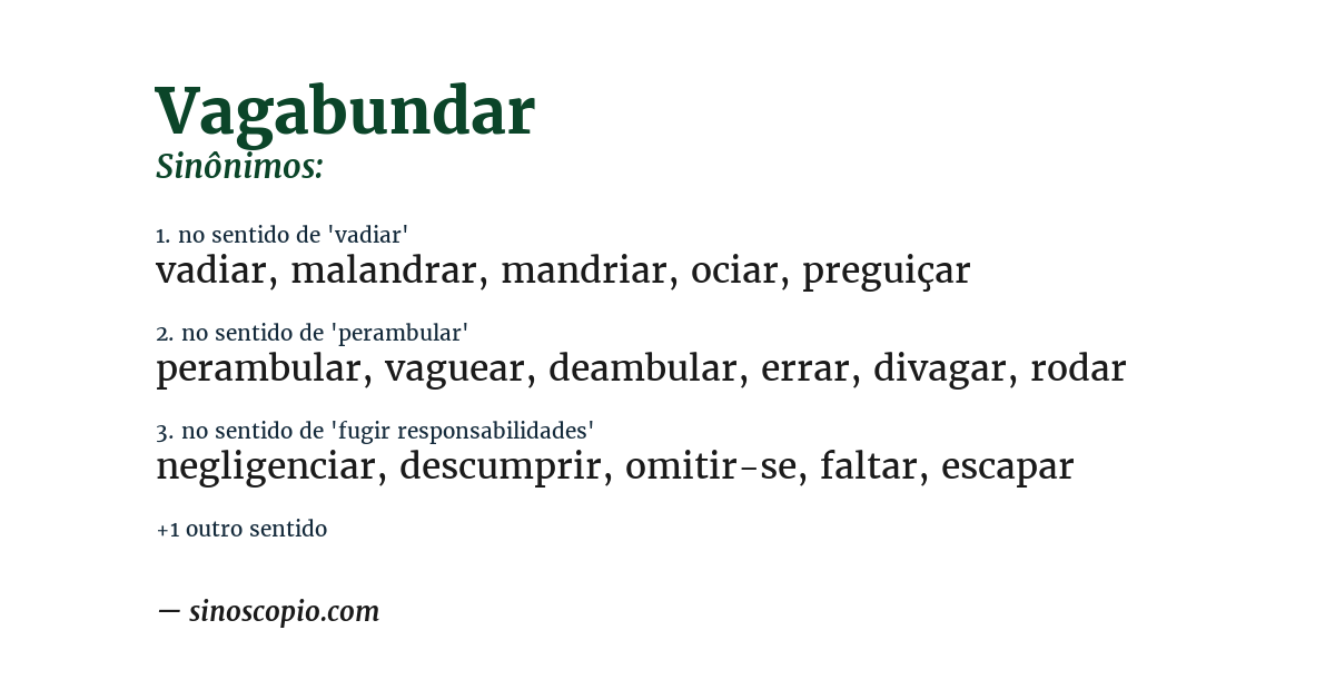 Sinônimo de vagabundar