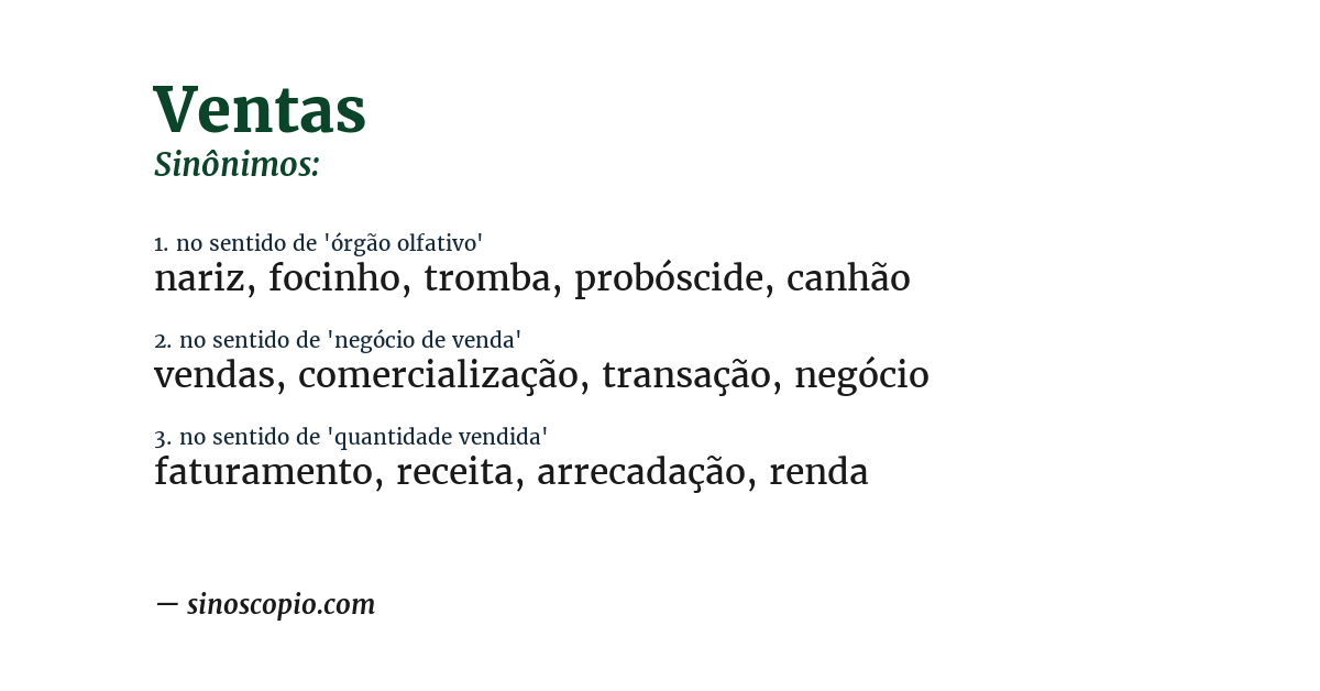 Sinônimo de ventas