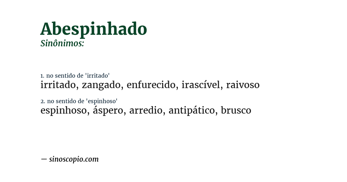 Sinônimo de abespinhado