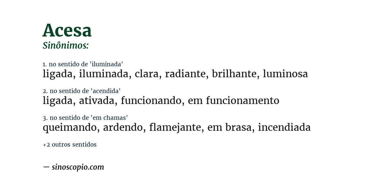 Sinônimo de acesa