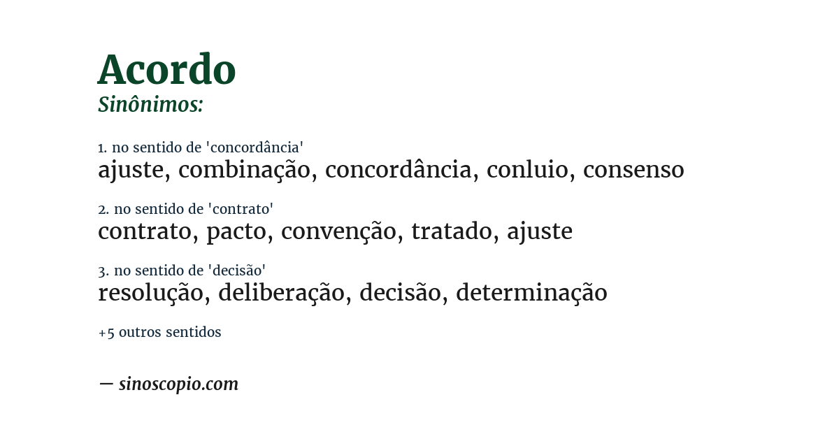 Sinônimo de acordo