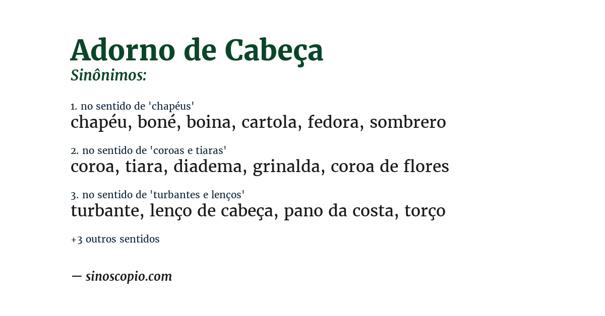 Sinônimo de adorno de cabeça