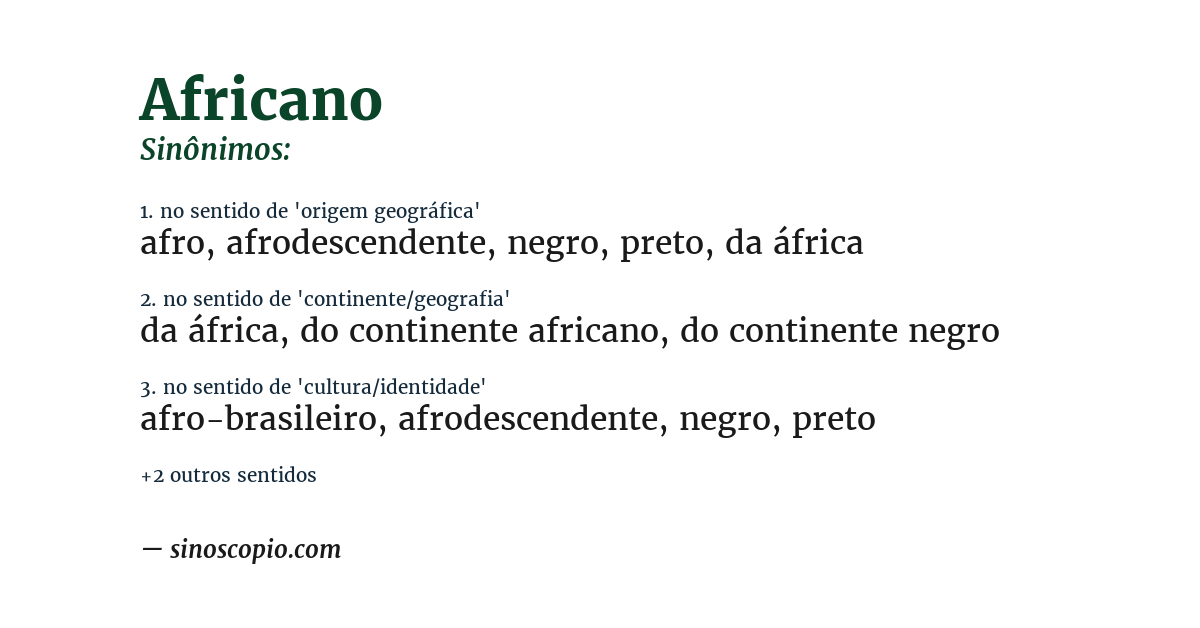 Sinônimo de africano