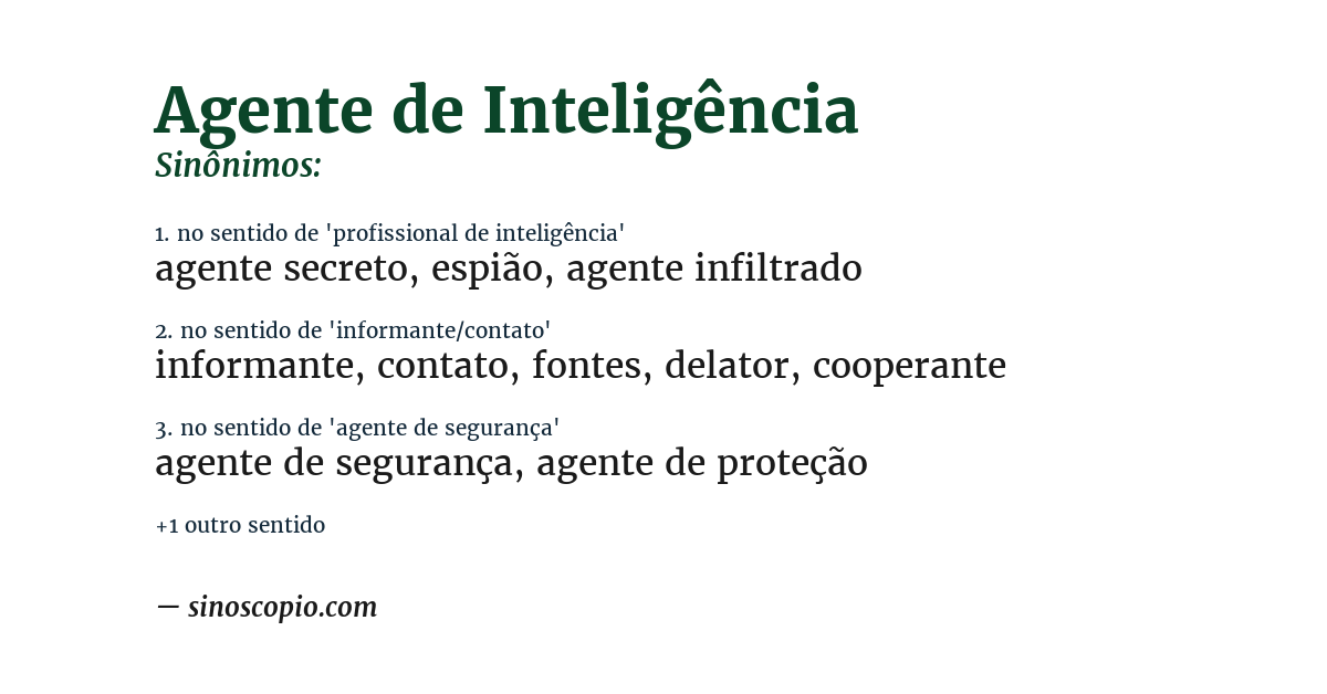 Sinônimo de agente de inteligência