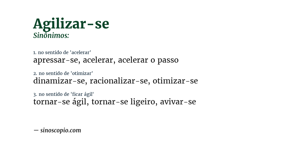 Sinônimo de agilizar-se