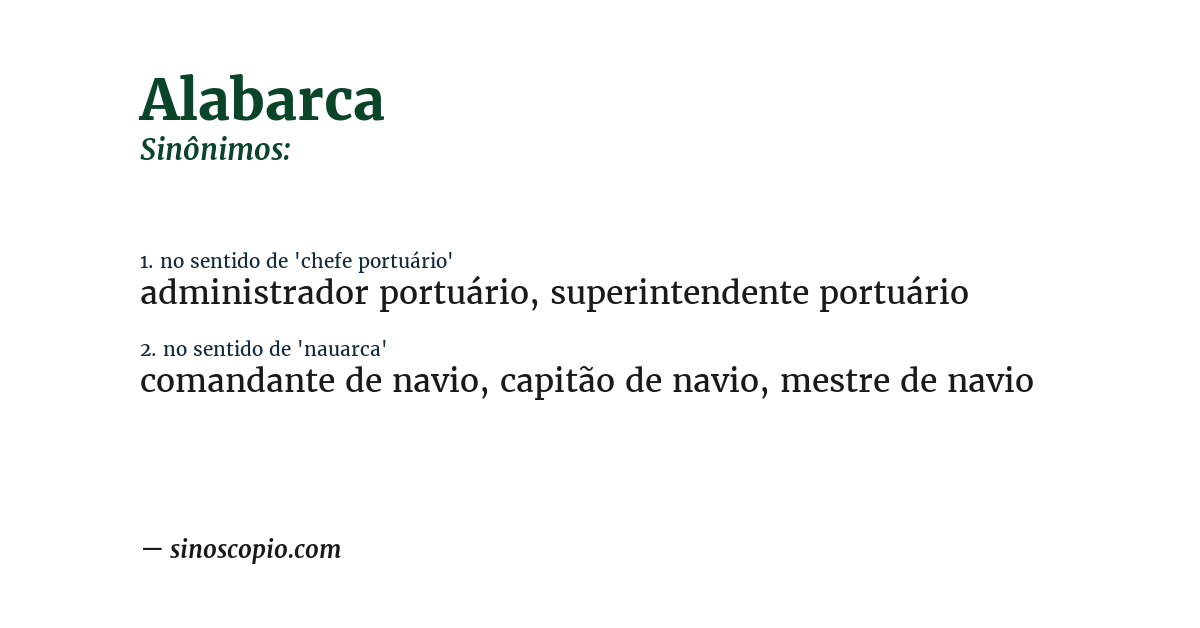Sinônimo de alabarca