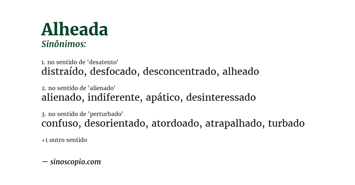 Sinônimo de alheada