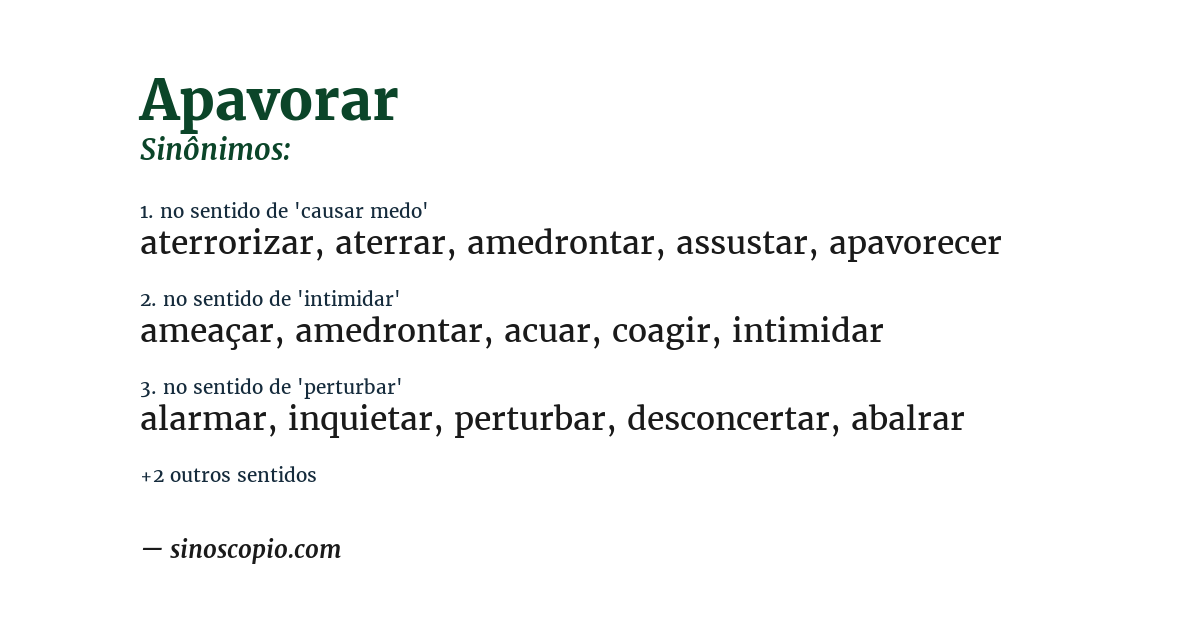 Sinônimo de apavorar