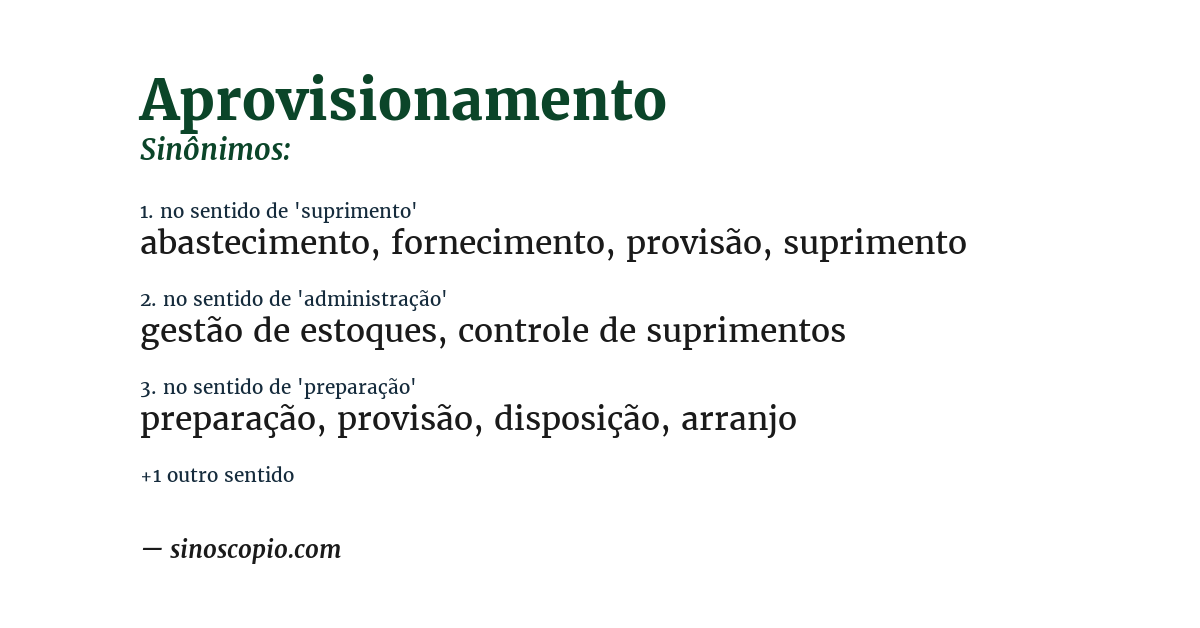 Sinônimo de aprovisionamento