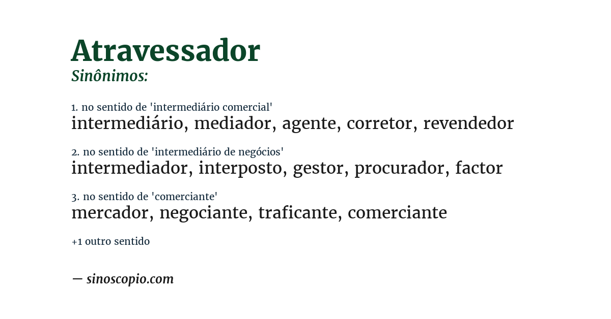Sinônimo de atravessador