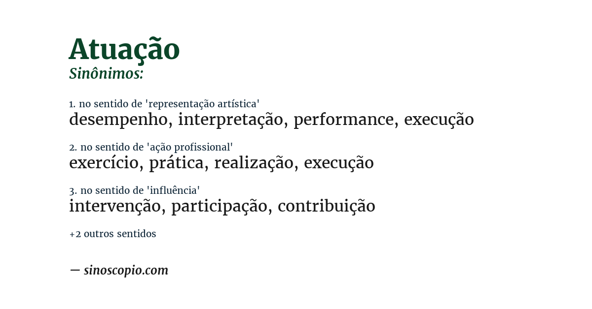 Sinônimo de atuação