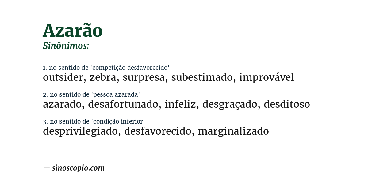 Sinônimo de azarão