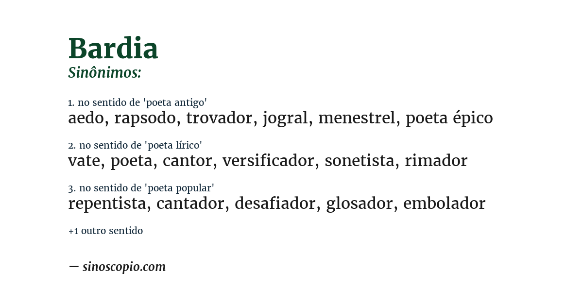 Sinônimo de bardia