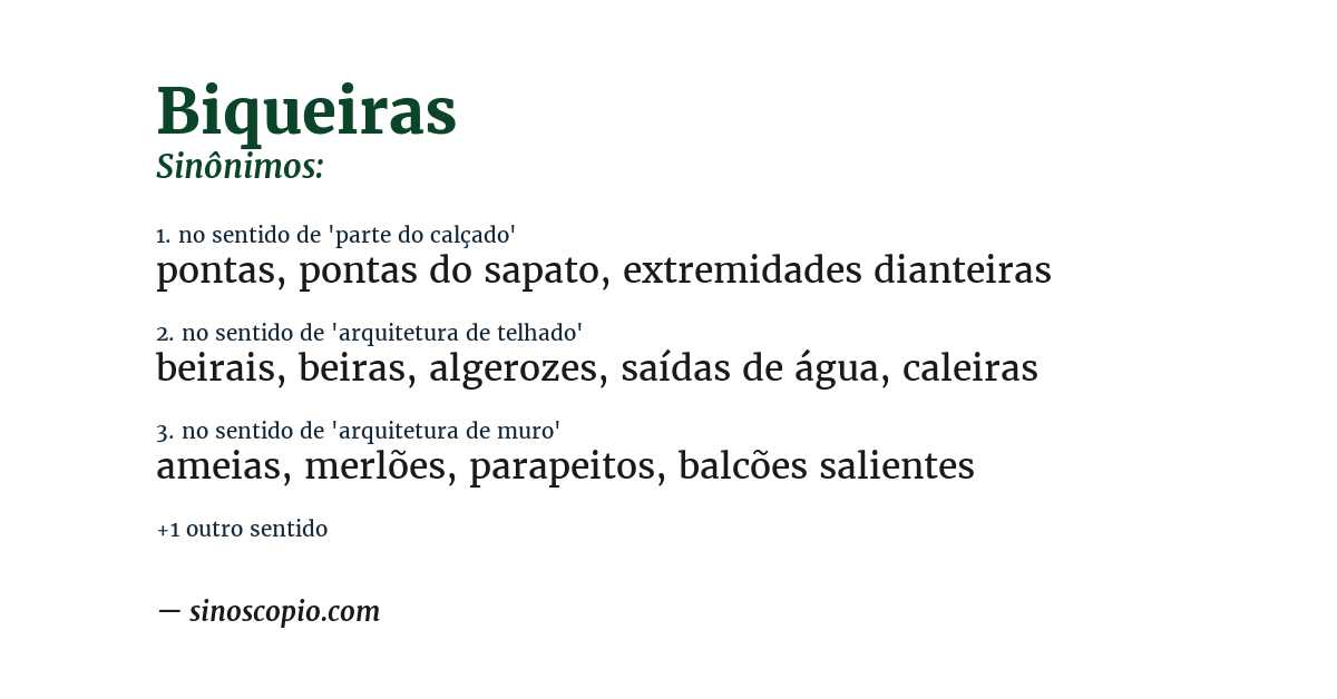 Sinônimo de biqueiras