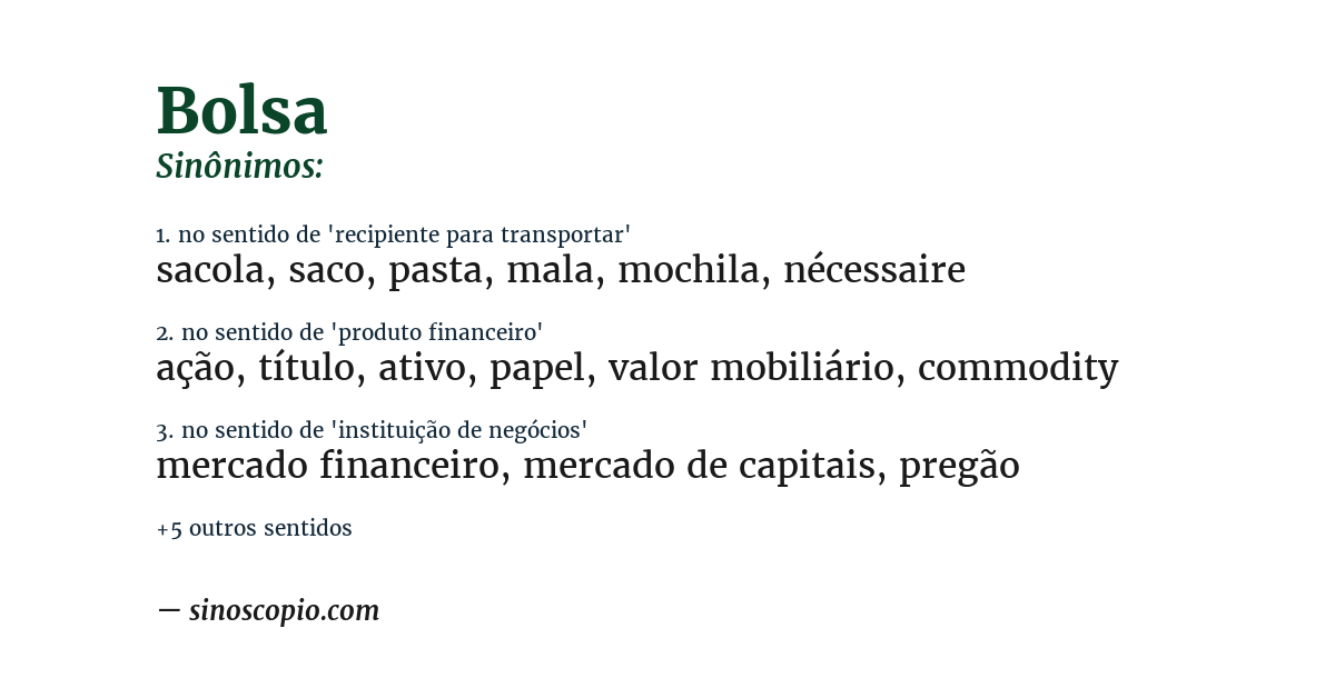 Sinônimo de bolsa
