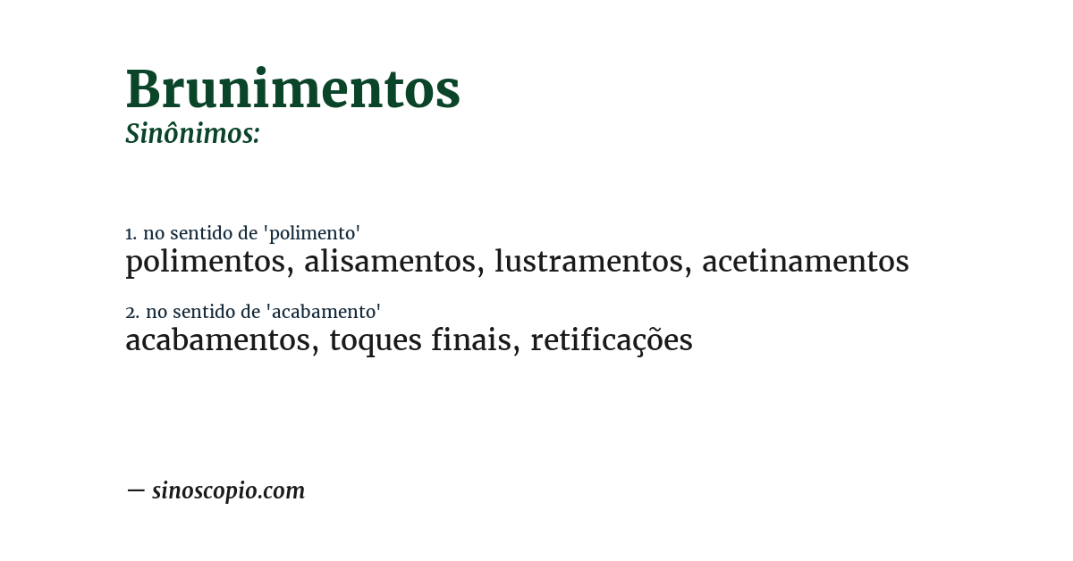 Sinônimo de brunimentos