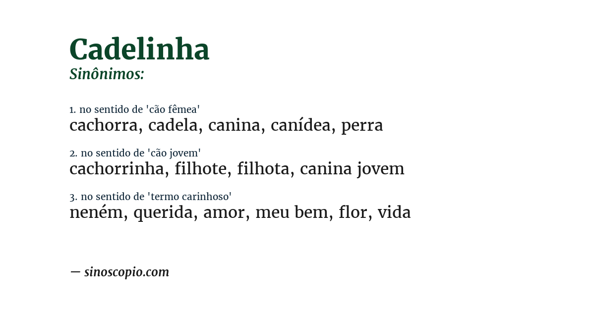 Sinônimo de cadelinha
