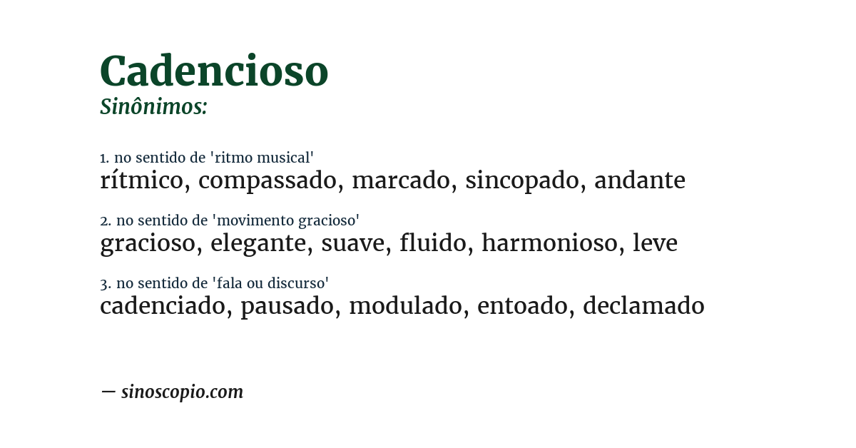 Sinônimo de cadencioso
