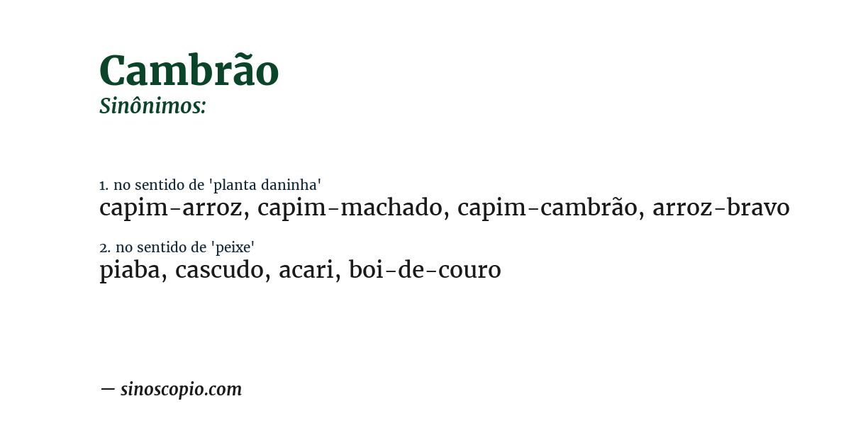 Sinônimo de cambrão