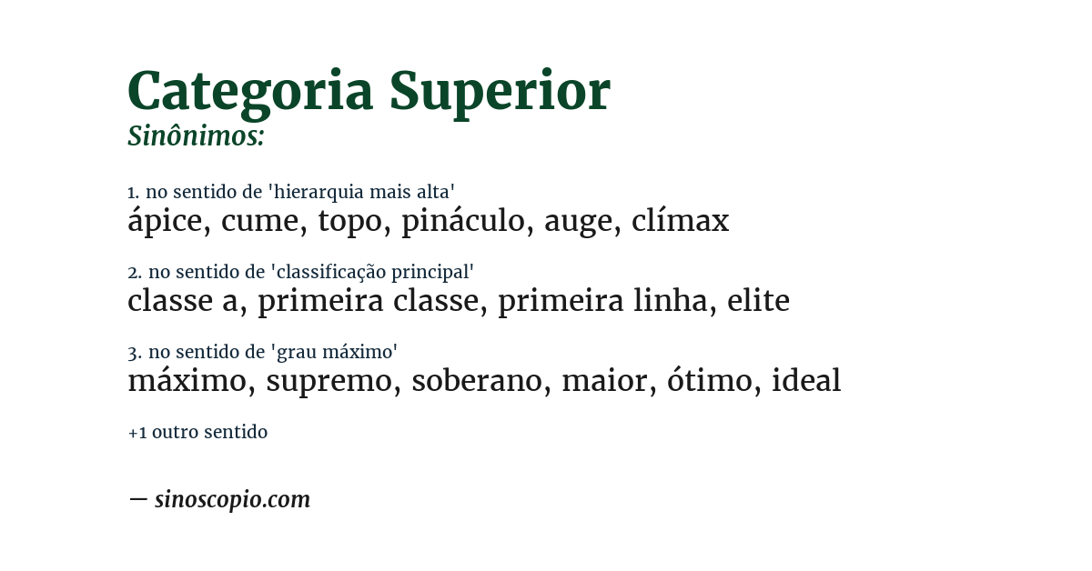Sinônimo de categoria superior