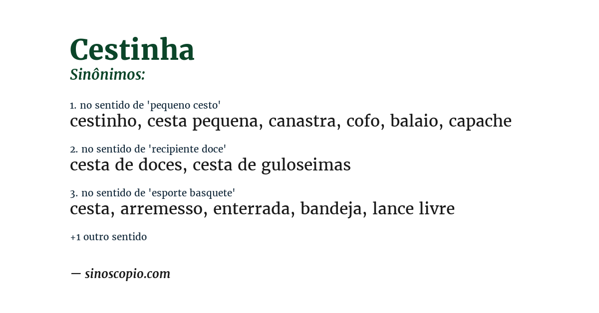 Sinônimo de cestinha