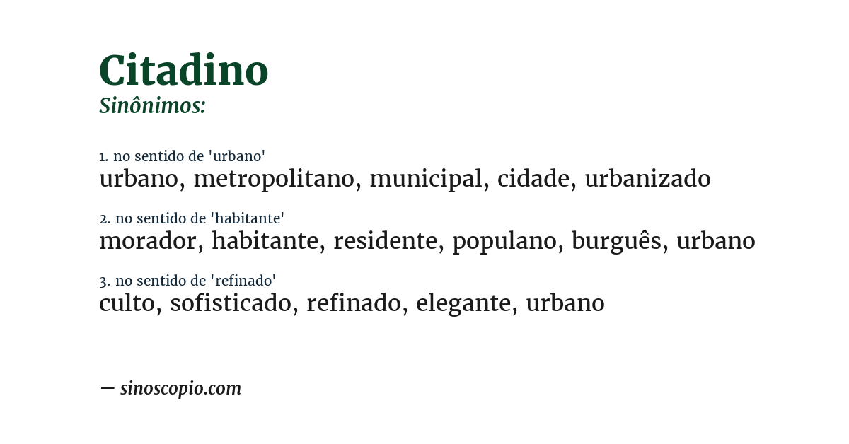 Sinônimo de citadino