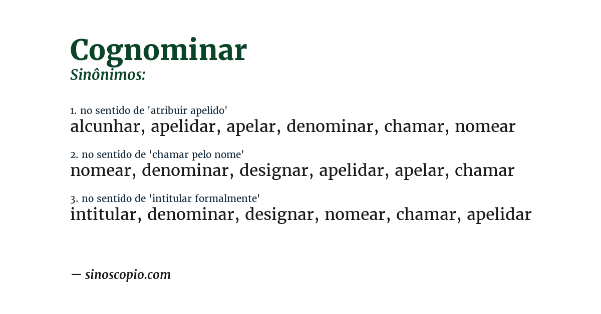 Sinônimo de cognominar