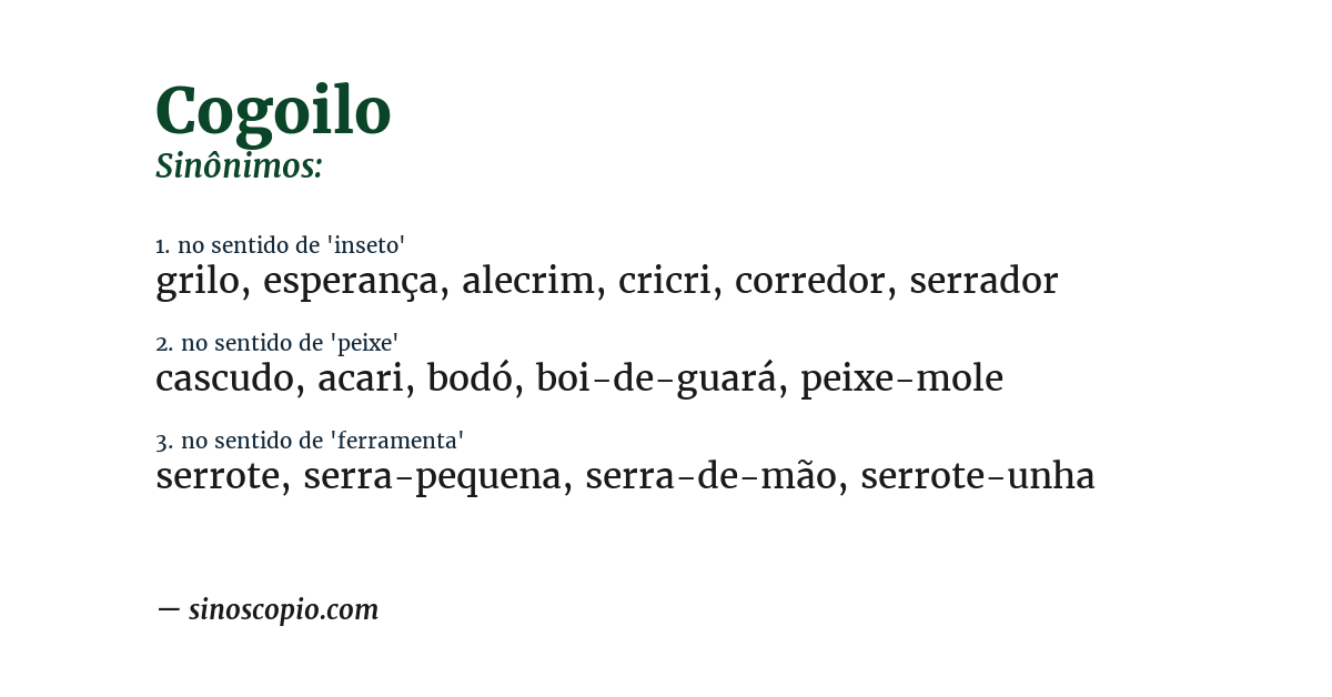 Sinônimo de cogoilo