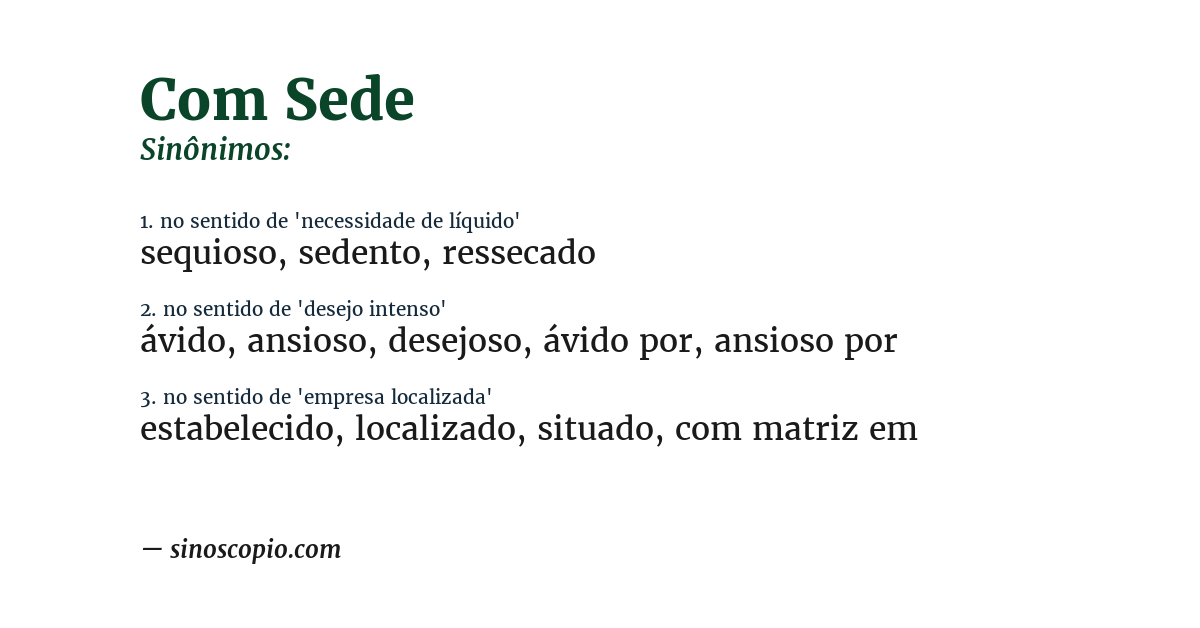 Sinônimo de com sede