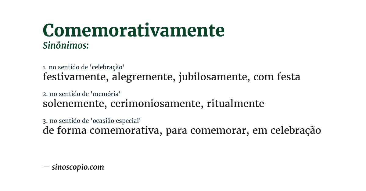 Sinônimo de comemorativamente