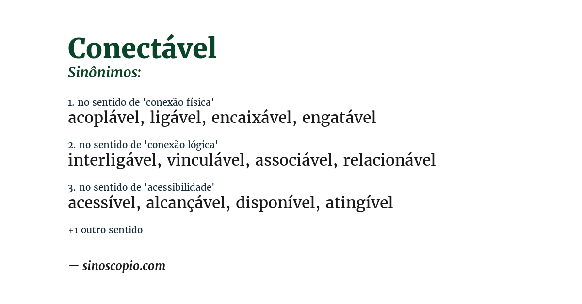 Sinônimo de conectável