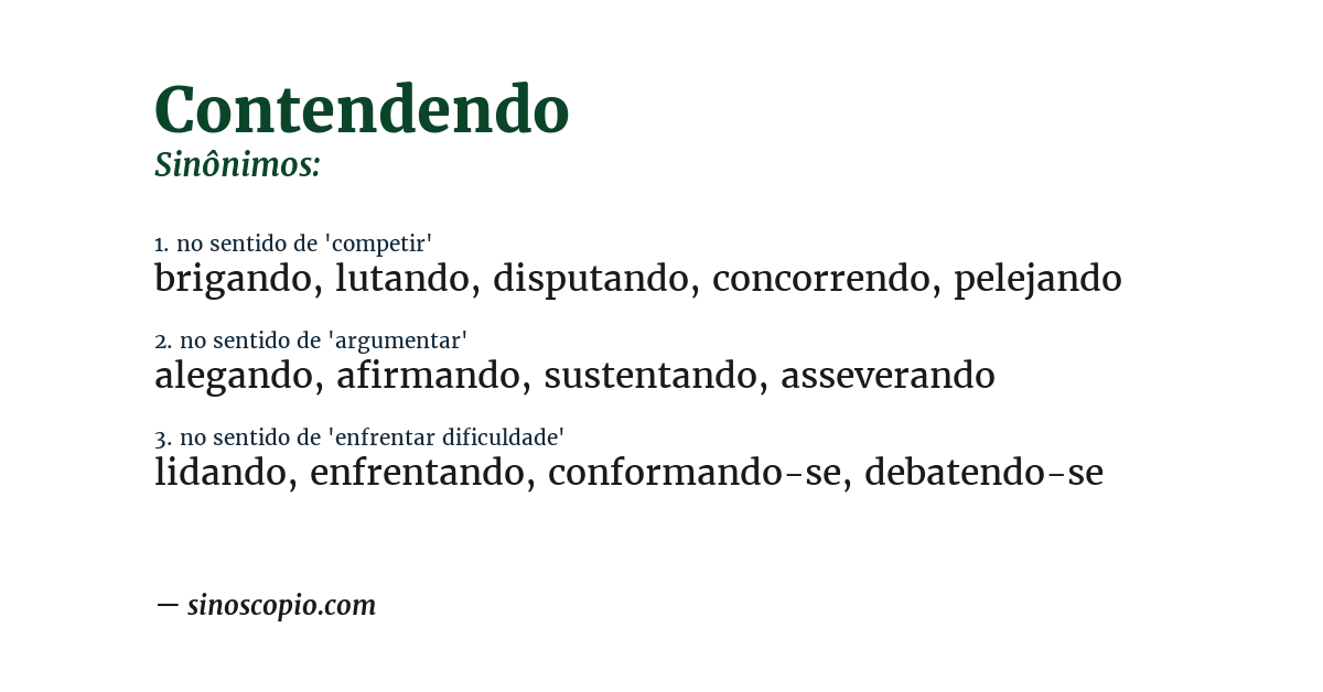 Sinônimo de contendendo