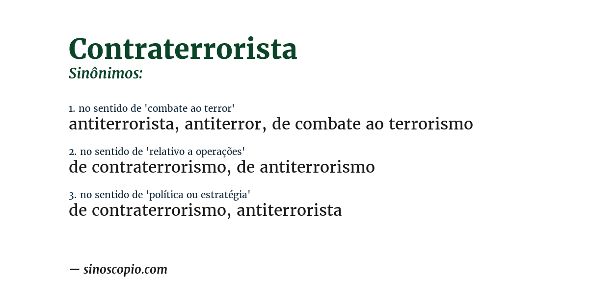 Sinônimo de contraterrorista