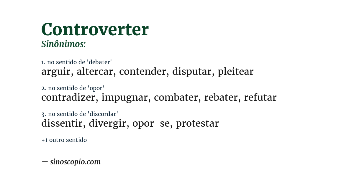 Sinônimo de controverter