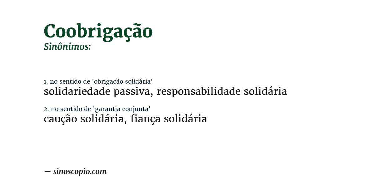 Sinônimo de coobrigação